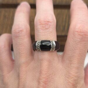 Size 8.5 Sterling Silver Black Onyx Cool Ring A794